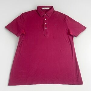 Criquet Mens L Red Solid Pima Cotton Blend Golf Polo Shirt Super Soft *READ*